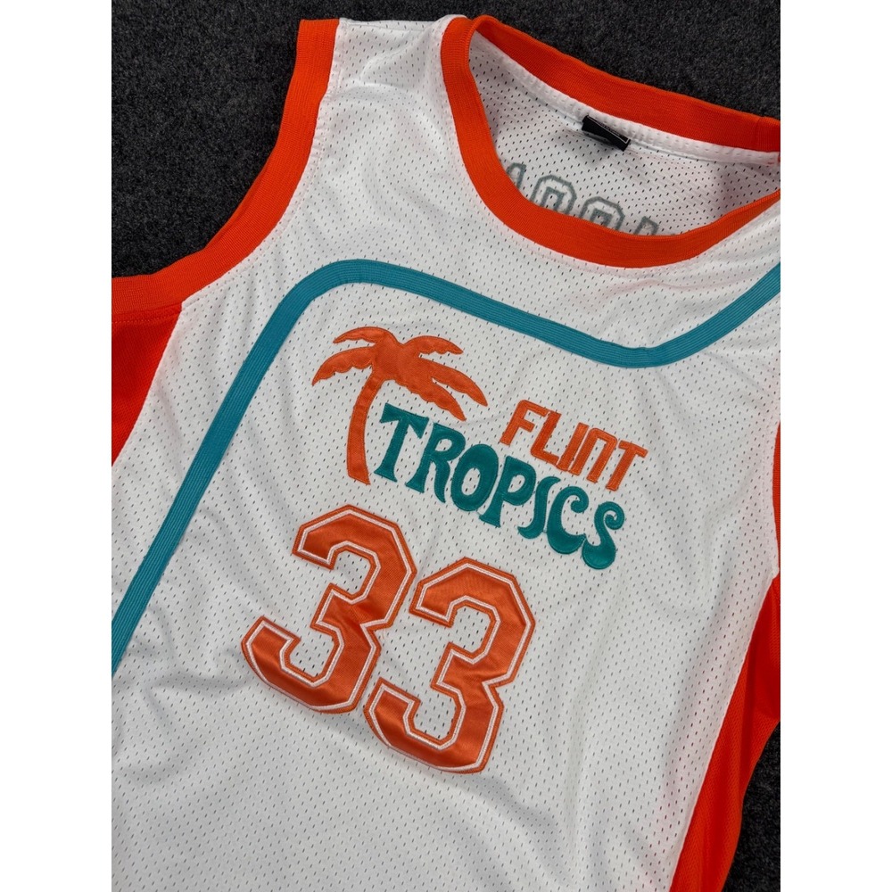 Flint Tropics #33 Basketball Jersey White Orange Movie Sports Mesh XL